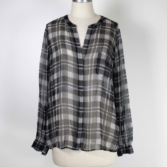 Joie Tops - Joie plaid silk chiffon semi-sheer button up top